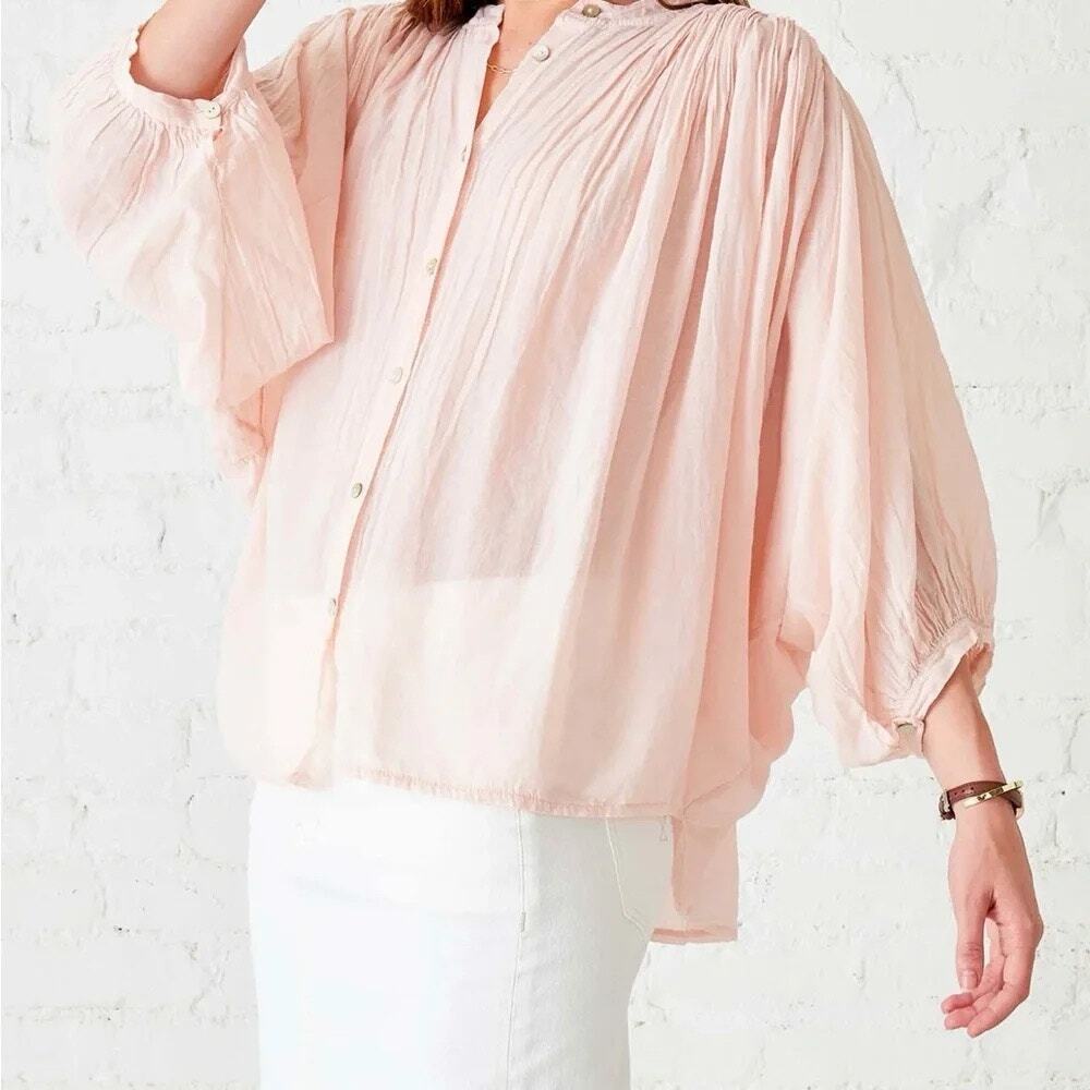 NWT Mersea Annabella Blouson Top OS Lightweight Cotton Pink
